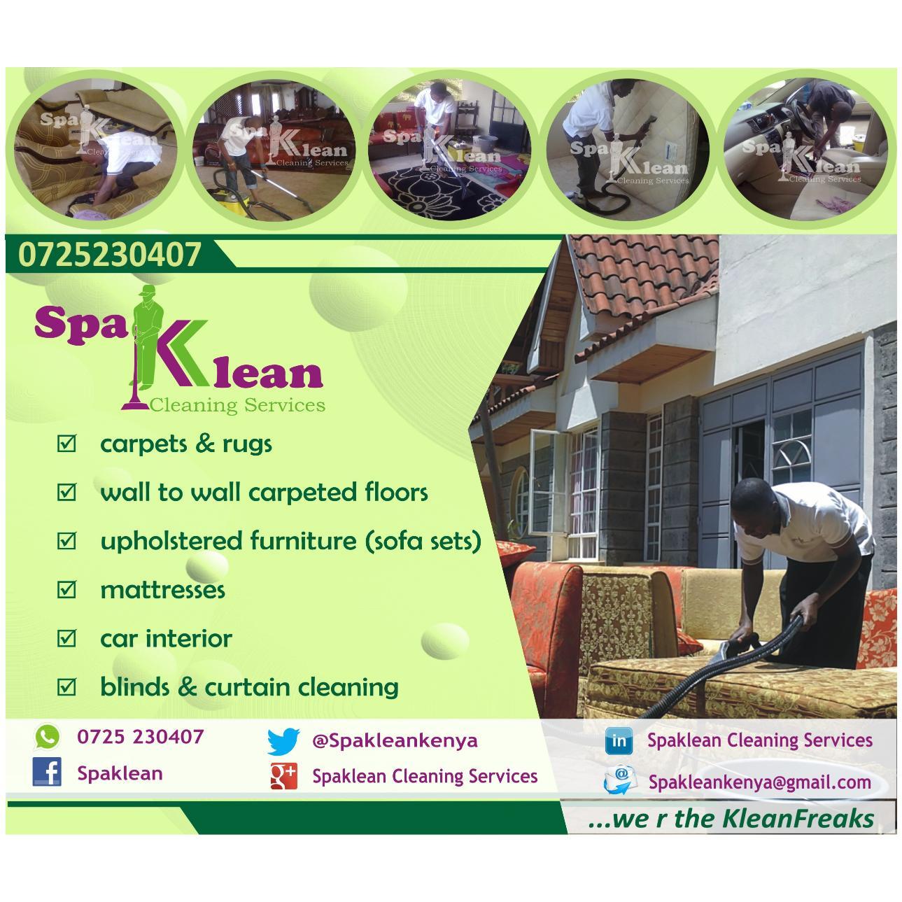 ⚫Sofa set cleaning ⚫Carpet cleaning  ⚫Mattress cleaning ⚫Car interior cleaning
  right at your doorstep.
We are the #kleanfreaks
☎ 0725 230407