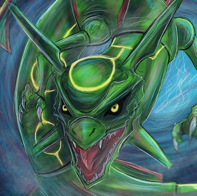 The legendary creature of the sky, the beast of emeralds! Rayquaza!