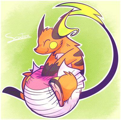 a diapered raichu who wears them due to being incontinent so please don't make fun of him lvl: 20 trainer: @Sinnohherolucas #single