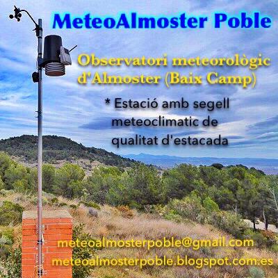 Els informarem de la situació meteorològica a Almoster. L'observatori es troba a 330m d'alçada. Davis Vantage Pro2 en marxa des del 2011 Adrià Piñol @adriapinol
