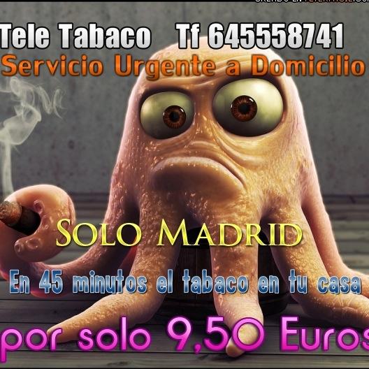 Servicio urgente de tabaco a domicilio en Madrid tlf 645558741 en 45 minutos
por solo desde 14,90 euros .Hasta las 1:30 de la mañana fines de semana