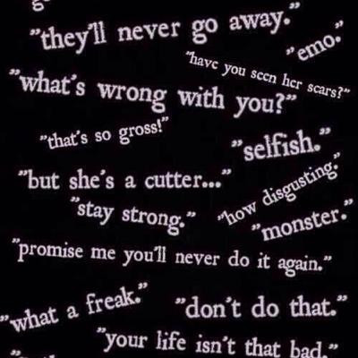 15. Depressed. Self harm. Eating disorder and Bulimia. If you hate me, that's okay. I hate me too.