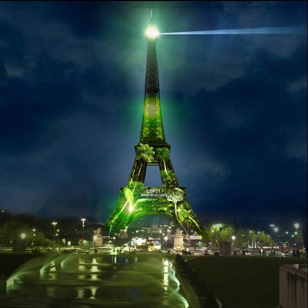 Monumental collaborative artwork creating virtual forests on the Eiffel Tower during the #COP21 and real forests all over the world ! by @NazihaMestaoui