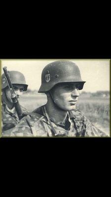 Young 23 year old soldier for Germany  currently out on the front line., anxious. and now a trained sniper.