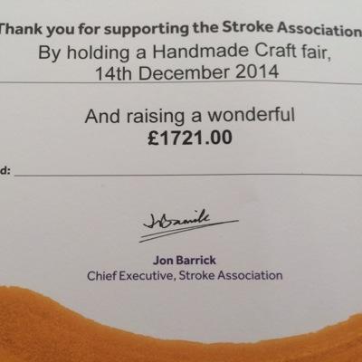 Raised over £3,000 in aid of @StrokeAssocNW in 8 months holding two #Craft Fairs #LifeAfterStroke