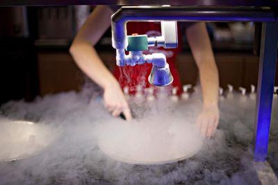 The greatest ice cream you will ever taste. Made to order with the power of science using liquid nitrogen at a balmy -321 F (-196 C).