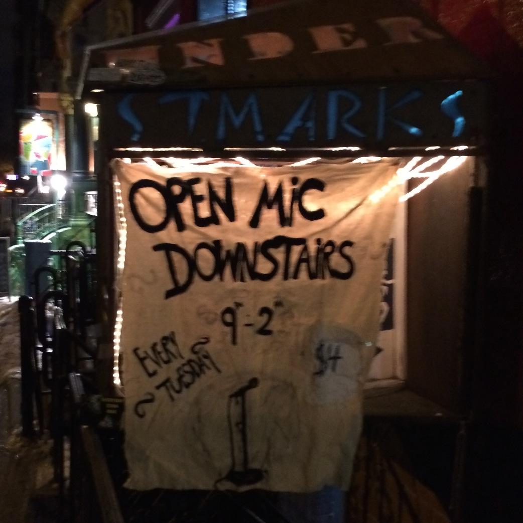We are an EVERYTHING open mic, open to EVERYONE located at Under St. Mark's Theater every Tuesday night. Full stage lighting, sound, and a supporting community!