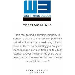 West 3 Colour solutions is a high quality, lithographic and digital printing company with over 30 years experience. For all enquiries please call: 0208 993 2242