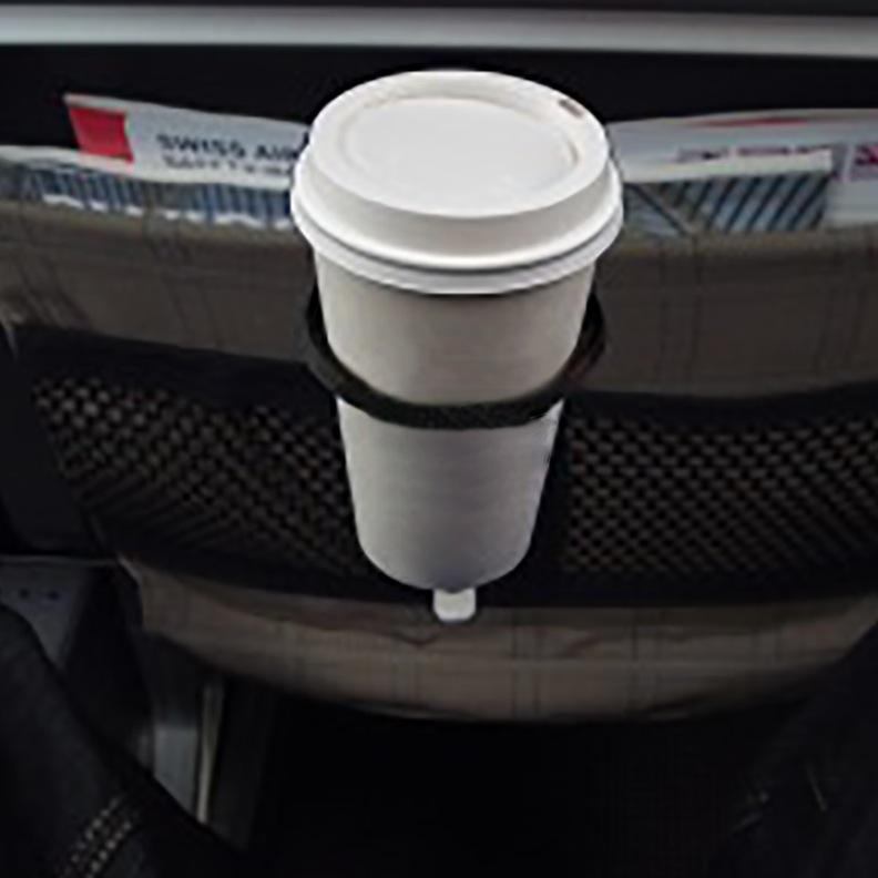 Bevtender, the first dual use airplane cup holder in the history of manned flight! Hang it on your seat pocket or slide onto the tray table. Check us out!