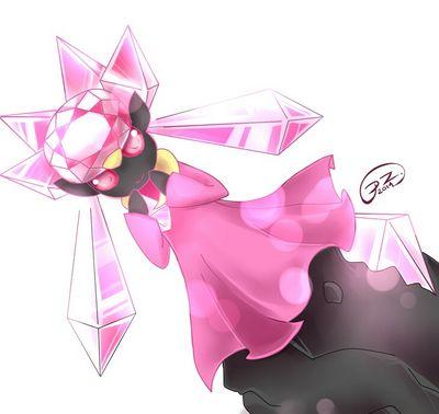 hello I'm a shiny wild Diancie I'm very kind to everyone I can make diamonds #Fairy/RockType I am #Female