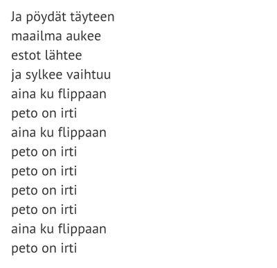 Lyriikoita suomalaisista lauluista