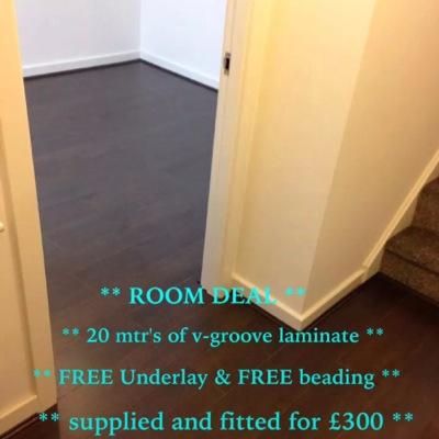 Laminate Flooring supplied & fitted @ Rock Bottom Price's across liverpool...Room deal's now on..20 mtr's of v-groove lam underlay beading and fitting £300