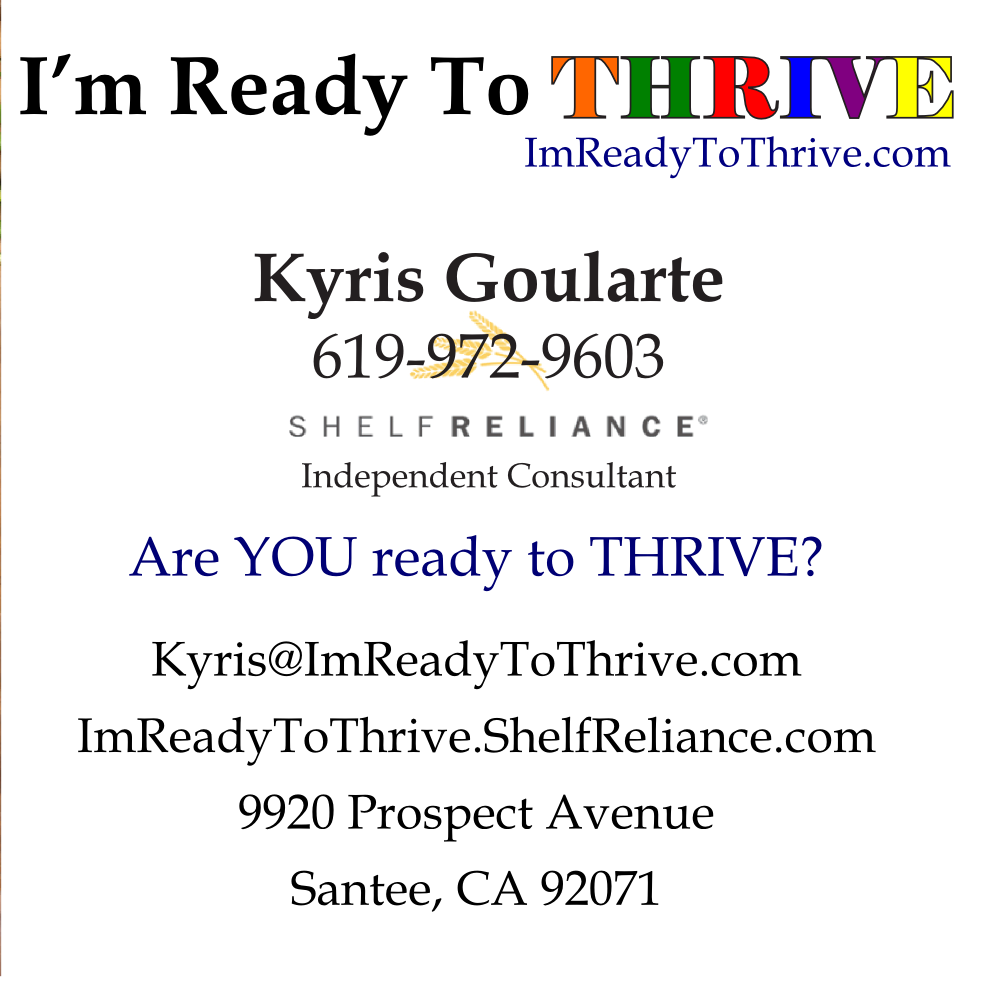 THRIVE Life Independent Consultant. Here to help you with all of your food storage and emergency preparedness needs.