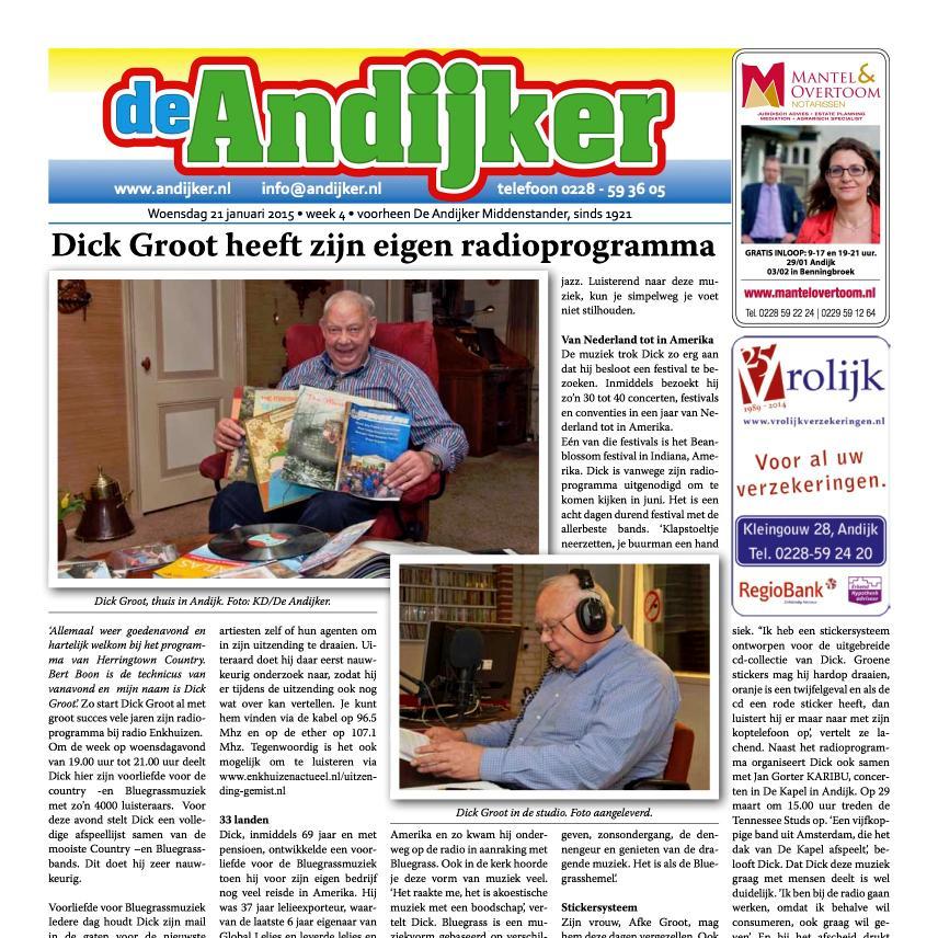 De Andijker. Al sinds 1921 het nieuwsblad van het prachtige ijsselmeerdorp Andijk.