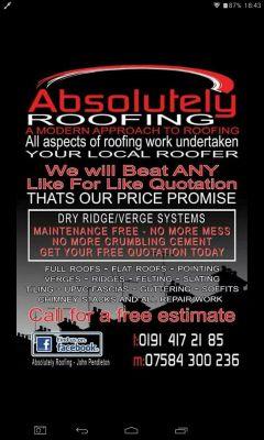 Local Roofing Company covering all the North East. Chas Registered. genuine and honest, always delivering a professional service! Free Estimates
