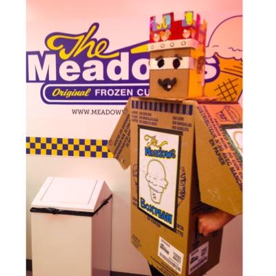 Forged from Grade A cardboard, raised by Siberian wolves. To protect and serve (custard). Not your average superhero. #meadowsboxman