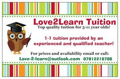 Love2learnT's profile picture. Top quality tuition for 5-11 year olds!

Tuition delivered by an experienced and qualified teacher

1:1 or group tuition tailored to your child

11+ prep