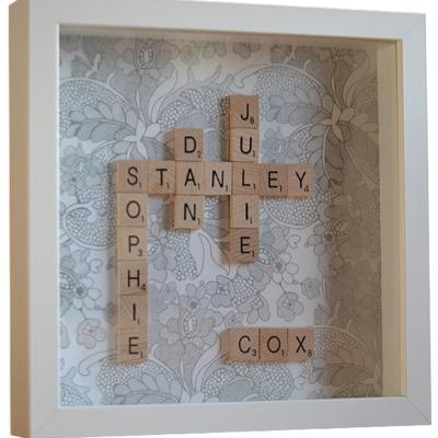 Scrabbify create handmade gifts using wooden letter tiles to help celebrate special occasions and display your most precious photos.