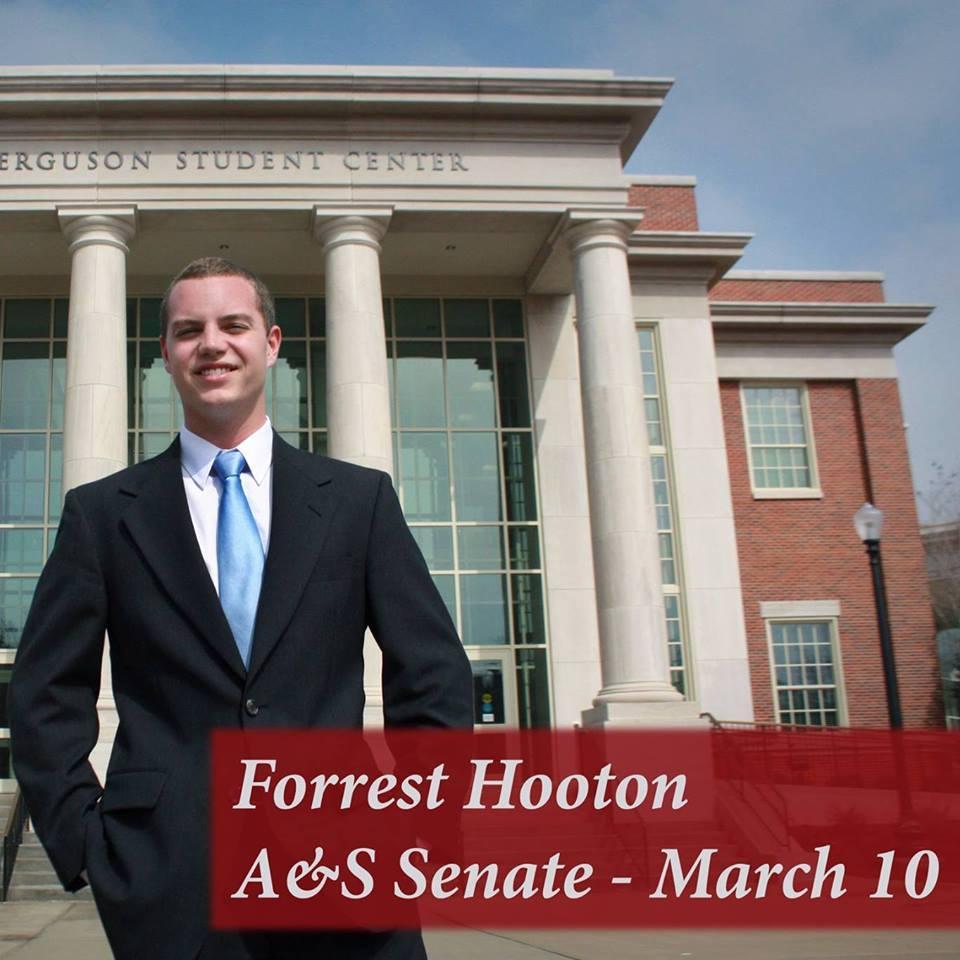 ForrestSenateUA's profile picture. Forrest Hooten is a candidate for SGA Senate in the College of Arts and Sciences.