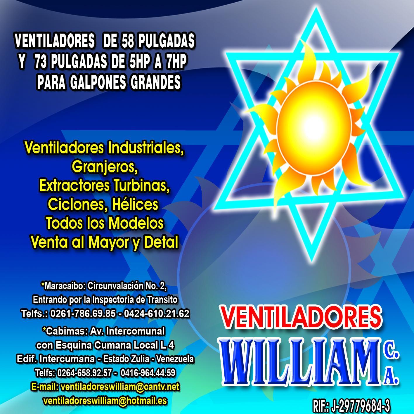 VentiladoresW's profile picture. FABRICAMOS VENTILADORES INDUSTRIALES, 
GRANJEROS, TODOS LOS MODELOS 
EXTRACTORES,
TURBINAS,
CICLONES,
HELICES,
TODOS LOS MODELOS AL MAYOR Y AL DETAL.