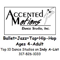Accented Motions Dance Studio is located in McCordsville, and offers professionally taught jazz, ballet, and tap classes for ages 3-adult.