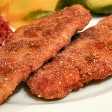 just a piece of chicken deep frying