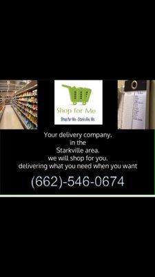 662-546-0674 Grocery Delivery Service check out our Facebook page for more info from the drive through to your couch in 30 min.