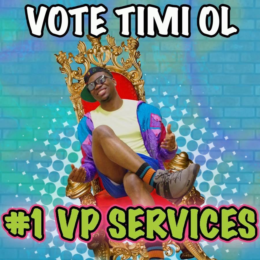I'm Timi Ol, the Fresh Prince of Services! I am currently running to be NTSU's next VP Services and would like all the support & votes I can get..VOTE TIMI OL