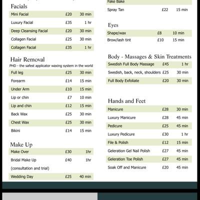 beauty treatments in a lovely salon in stoke