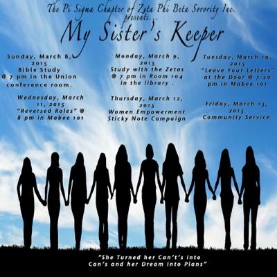 Purrfectly Sweet Pi Sigma Chapter of Zeta Phi Beta Sorority, Inc. chartered on Dec. 4th, 2006 just serving our campus with the finest principles.