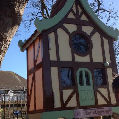 Little Free Library at Hertford Infant and Nursery School, a community bookswap project. Take a book, return a book. We are part of the worldwide network. 23501