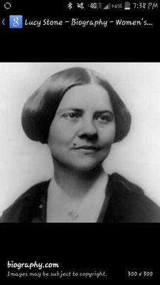 Lucystone1_2's profile picture. Name: Lucy Stone
   Date of birth: August 13, 1818      Education: Oberlin College, Holyoke Seminary