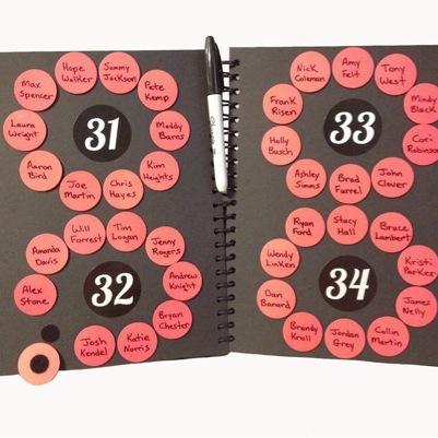 Plan like a Pro with the first SEATING PLANNER with interchangeable guest tabs on velcro; making it super easy to plan, organize and manage all of your seating!
