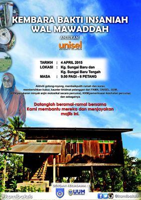 Kami BAKSIS (Bakti Siswa/i) UNISEL akan menganjurkan sebuah program khidmat masyarakat ' Kembara Bakti Insaniah Wal Mawaddah di Alor Setar , KEDAH .