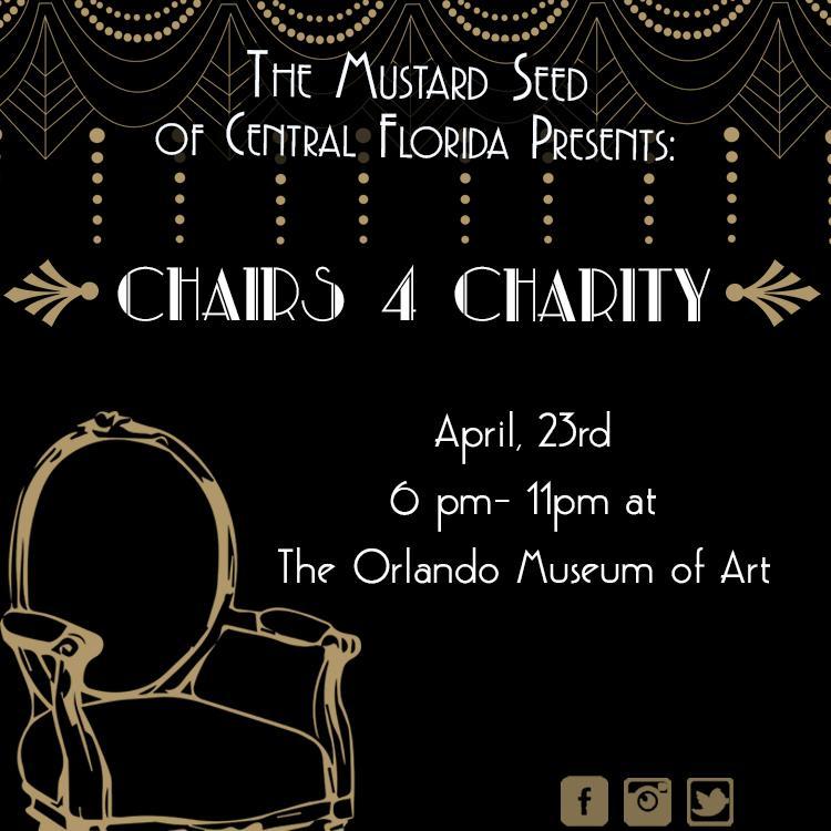 Chairs 4 Charity is a gala and live auction of the artistic rendering of chairs, & silent auction items to benefit @MustardseedofFl