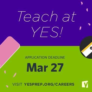#SayYes to your career! YES Prep is looking for talented Bison to 'Redefine Possibilities'  for students.  Apply to teach at YES Prep!