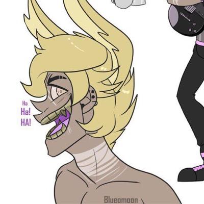 S-s-so nice t-to meet...k-k-kill you. Broken salvage hybrid b-bunny hell bent on r-revenge. Bi-polar golden bunny. #fnaf #rp [TS]