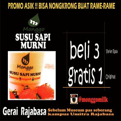 = 100% Susu Murni tanpa campuran ES |Gerai : Seberang kampus Umitra rajabasa sebelum Museum |PIN: 74132BA3 |IG:@monggomilk |Path : Monggomilk