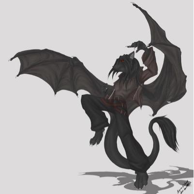 A sacarastic adventous dragon/Bat loves to louge around and nap most of the day friendly towards anyone