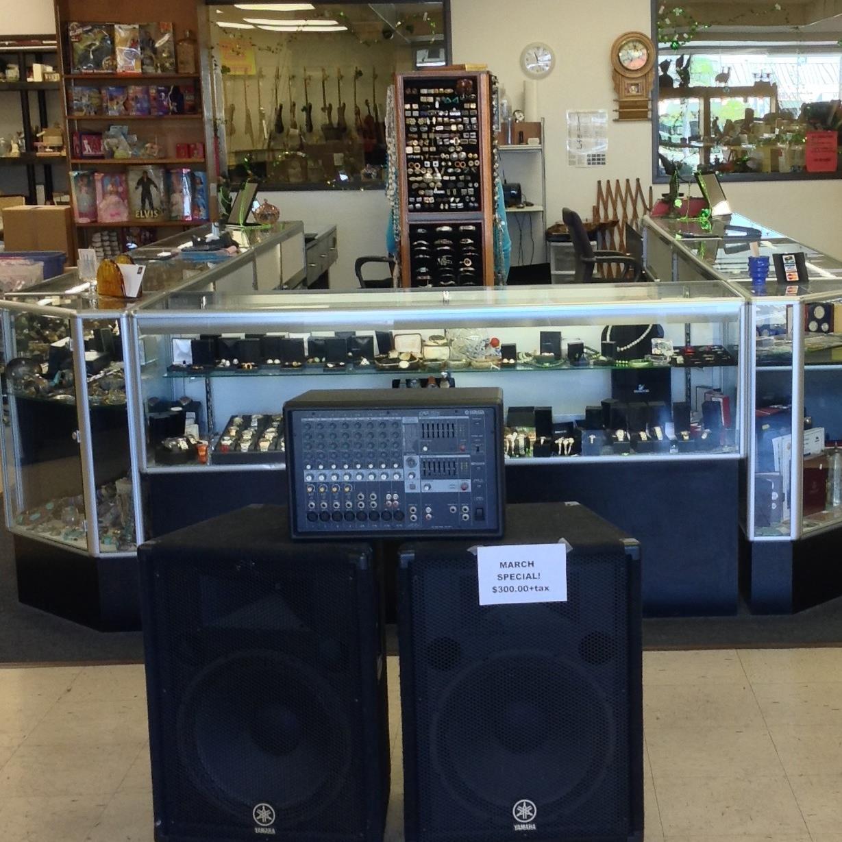 We buy and sell guitars, tools, vintage and costume jewelry, firearms, electronics, tools, musical instruments, and sports memorabilia.