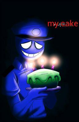 hi i'm blue guy the twin brother of purple guy and i love cake if you tuch my cake your dead to me #bi #single #LOVECAKE