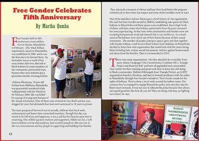 Free Gender black lesbian organization based in Khayelitsha; MAkhaza