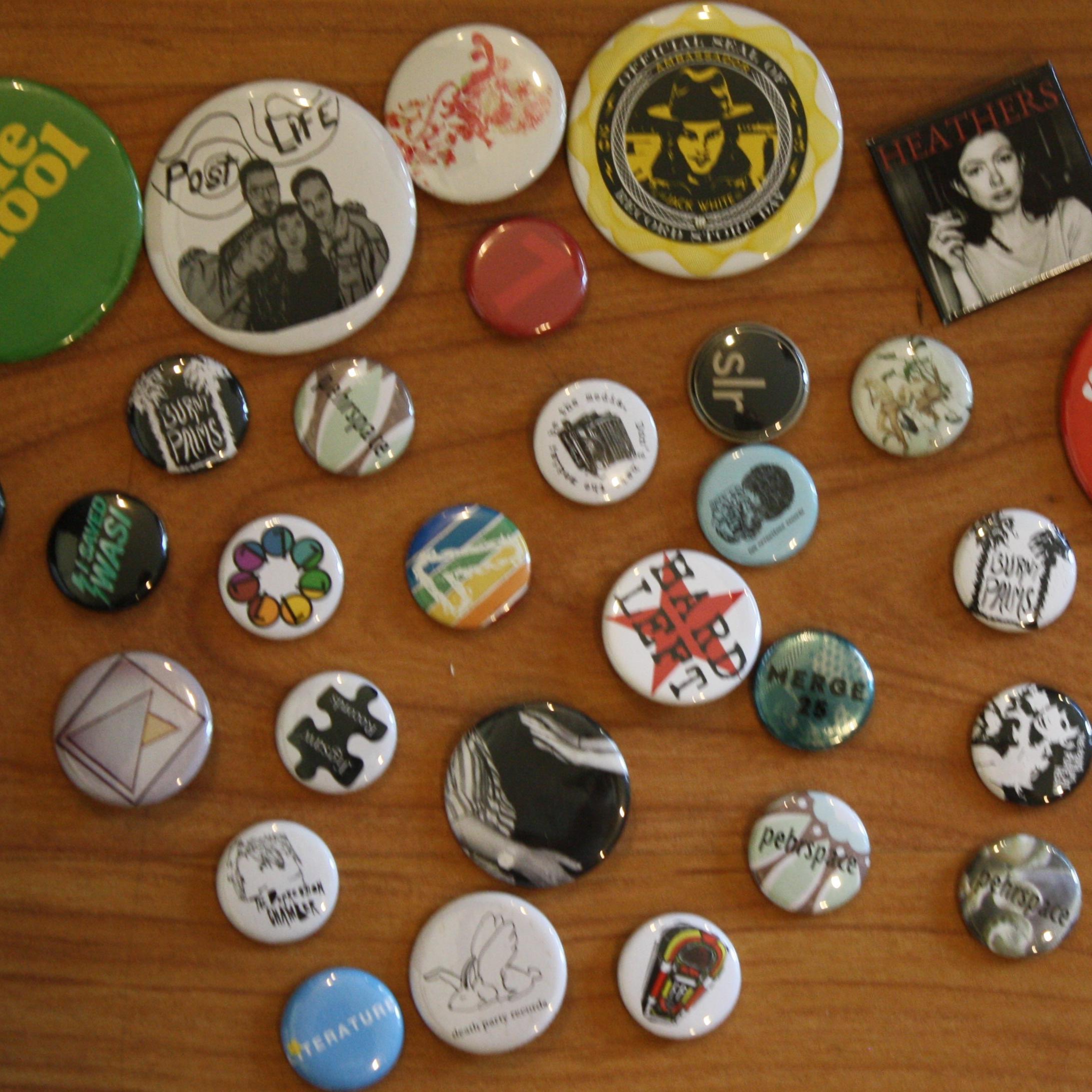 Photos of indie music stuff. No records here, just the other stuff. Record label catalogs, stickers, ticket stubs, etc. Thanks to Sam for the idea!
