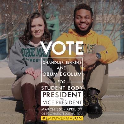 This is the Official Twitter of Chandler Jenkins & Obum Egolum for GMU Student Body President and Vice President. #EmpowerMason