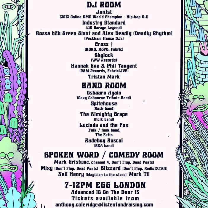 Curated by Anthony Coleridge on behalf of Listen Ltd. April 10th 2015. All proceeds will go to the Damilola Taylor Trust.