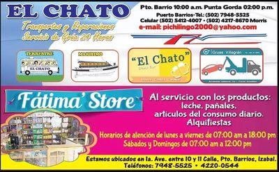 Transporte de pasajeros y carga diaria de Puerto Barrios Guatemala 10:30 a.m.
Livingston Guatemala         11:00 a.m. Punta Gorda, Belice 02:00 p.m.