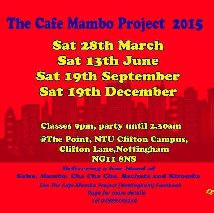 CafeMambo_Notts's profile picture. The Cafe Mambo Project Nottingham is a quarterly salsa night providing delicious blend of Mambo, Classic Salsa and with a sprinkling of Cha Cha Cha. 2 Rooms.