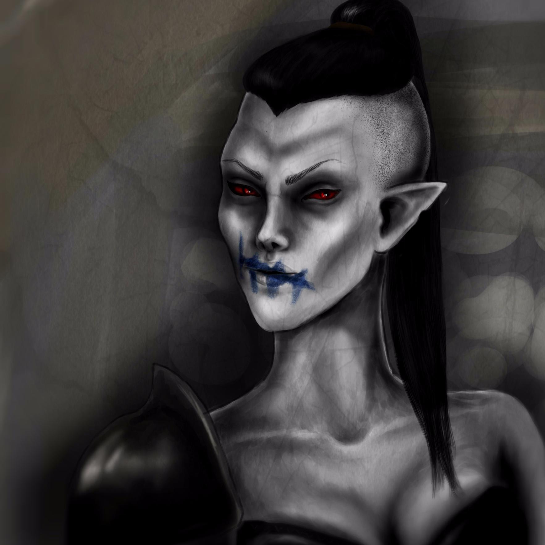 Dunmer, shunned & exiled from her Ashlander tribe for Daedra worship. Strong hunter and fighter. Long is the arm of Boethiah, and swift is the blade. #ESRP #OC