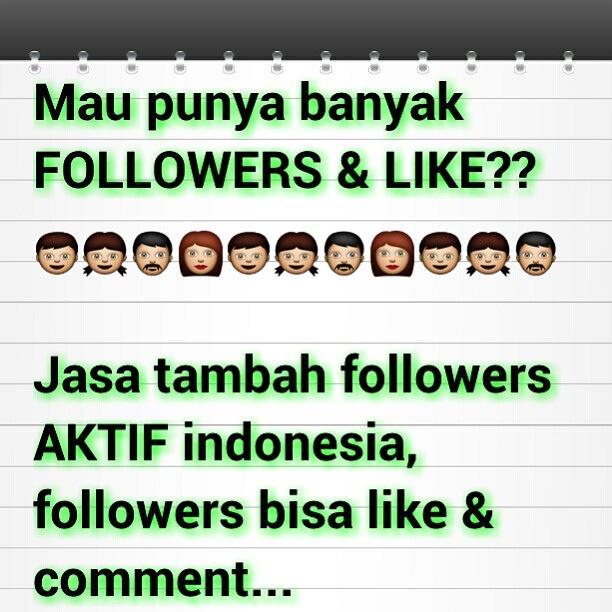 Jual jasa followers AKTIF asli indonesia (Real human)followers AKTIF bisa berinteraksi bisa like & comment cocok untuk olshop & Bisnis anda Line: aktiffollowers