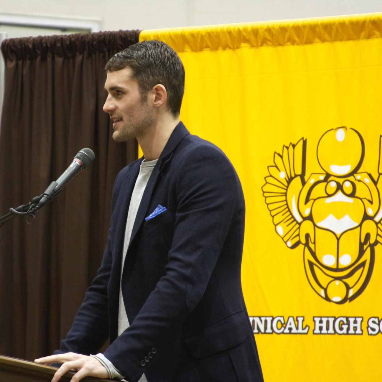 A partnership between Cleveland Cavalier Kevin Love and unite4:good to inspire acts of kindness and volunteerism among East Tech HS students.